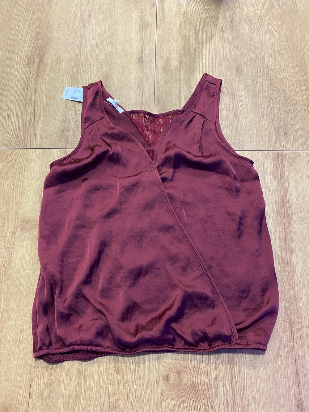 Maurices Satin-Feel Crosswrap Camisole in Burgundy